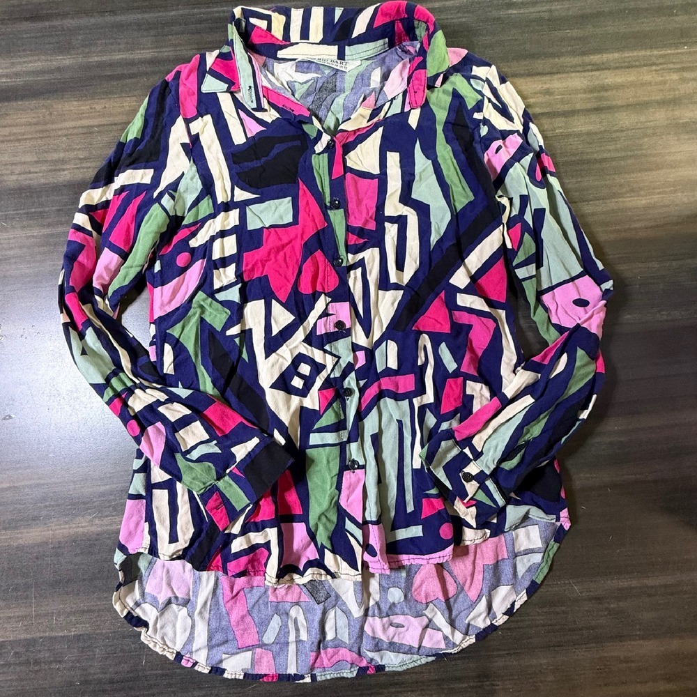 Big Dart Abstract Print Button Down‎ Long Sleeve Shirt Colorful Top EUR 40 UK 12